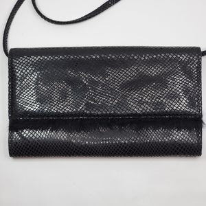 Antonio Scepi Italian Leather Snake Skin Embossed Clutch with Strap, EUC